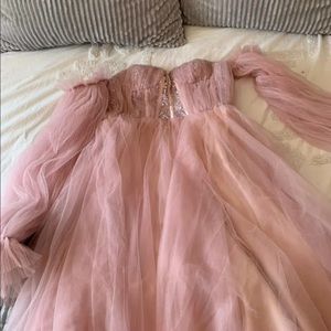 A line blush wedding dress